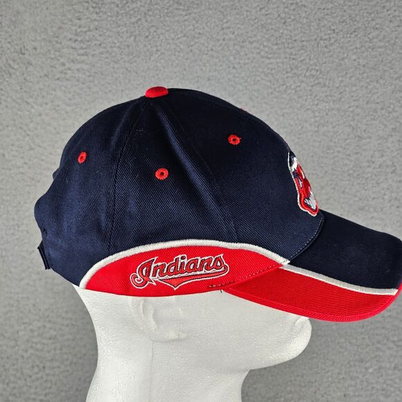 Vintage Cleveland Indians Hat Chief Wahoo Strapback Twins MLB Navy Red OSFA - Picture 3 of 9